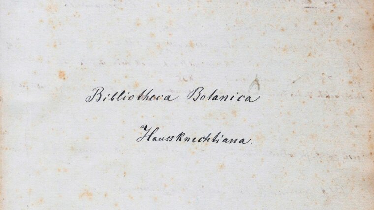 Deckblatt des handschrfitlich verfassten Bibliothekskatalogs des Herbariums, März 1883.